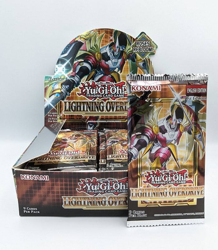 Yu-Gi-Oh! Lightning Overdrive Booster Packs with card display box.