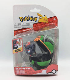Pokemon Clip 'N' Go Zorua figure with Dusk Ball in packaging.